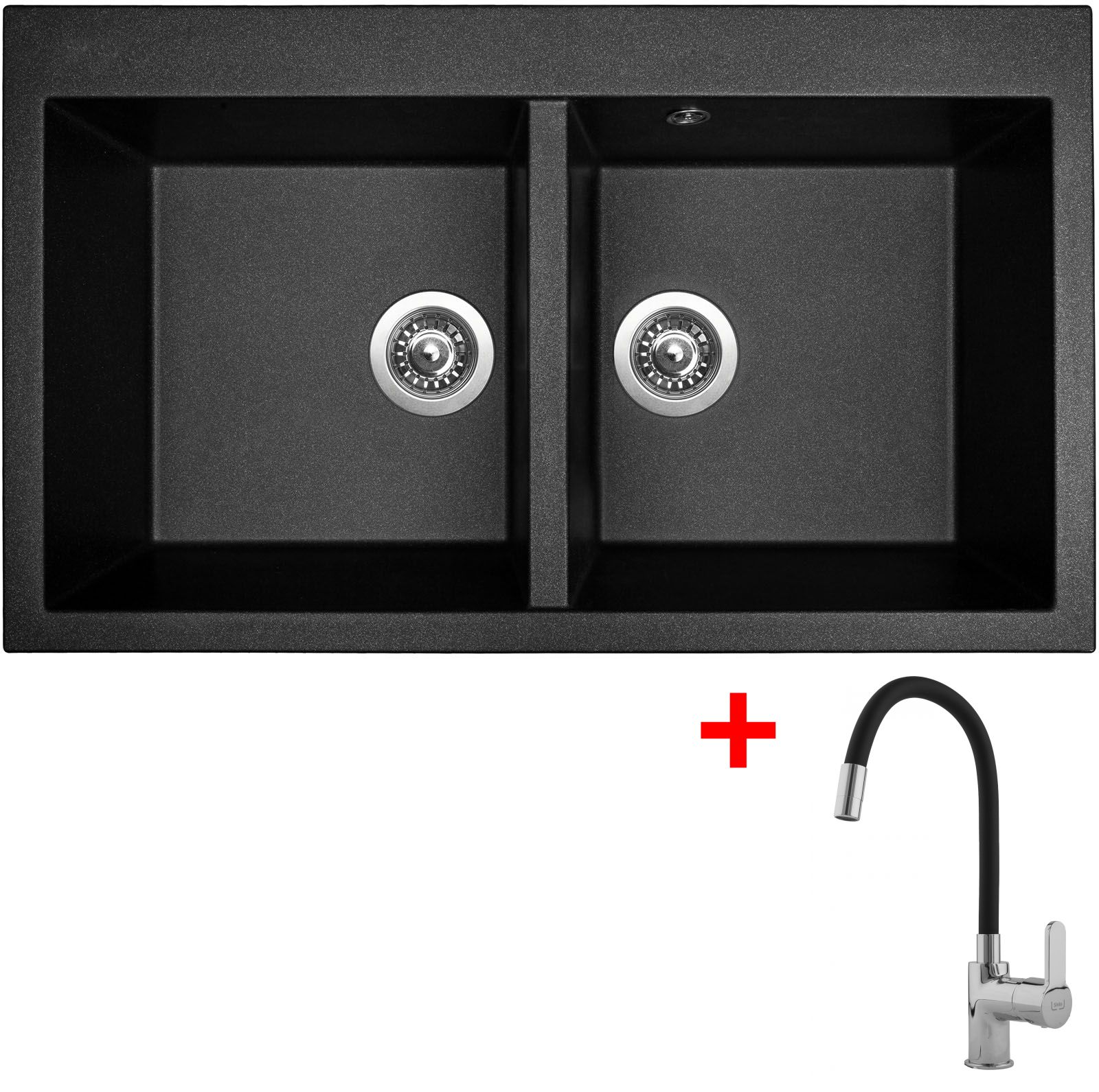 Sinks AMANDA 860 DUO Metalblack + Flexia